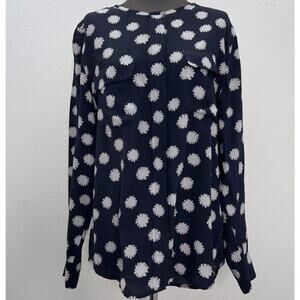 Equipment Femme Blouse Women M Blue Daisy Print Long Sleeve button Up
